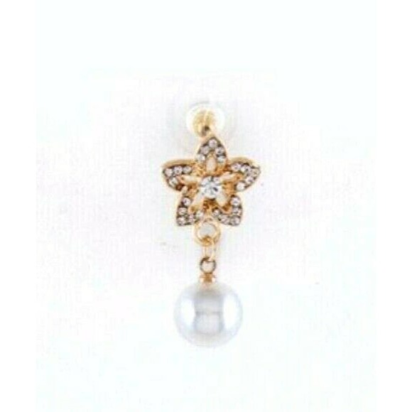 Necklace Set with Earrings Crystal Flower + Pearl - Picture 3 of 3